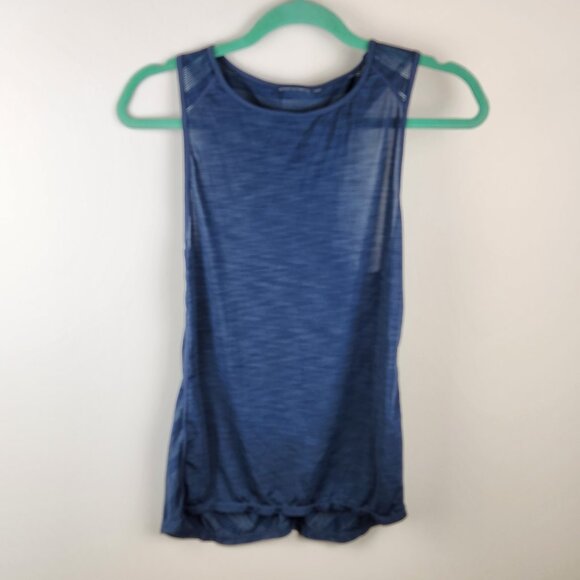 Athleta Blue Sheer Mesh Athletic Striped Racerback Tank Top sz XS? - Picture 1 of 8